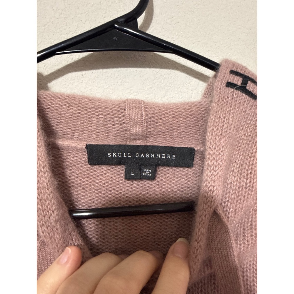 Skull Cashmere Pink Lightweight Hoodie Women's Large Home Girl Embroidered Hood - Picture 2 of 7
